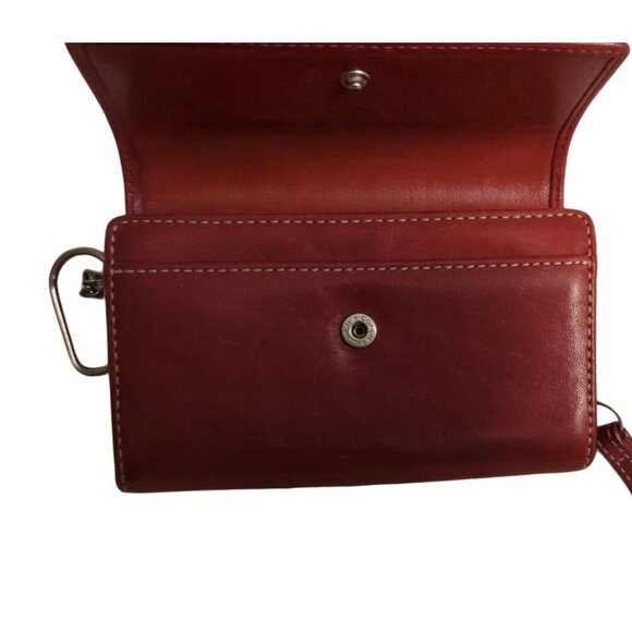 Coach Vtg Burgundy Leather Leatherware Small Bifold Wallet on Keychain - Picture 2 of 7